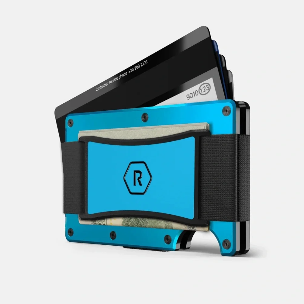 Ridge Speedway Blue RFID blocking Wallet with cash Strap Limited Edition